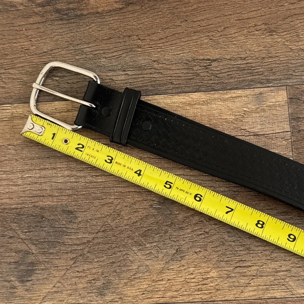 Vintage Ranger Belt Co Western Leather‎ Belt Basketweave Tooled Mens Black 42